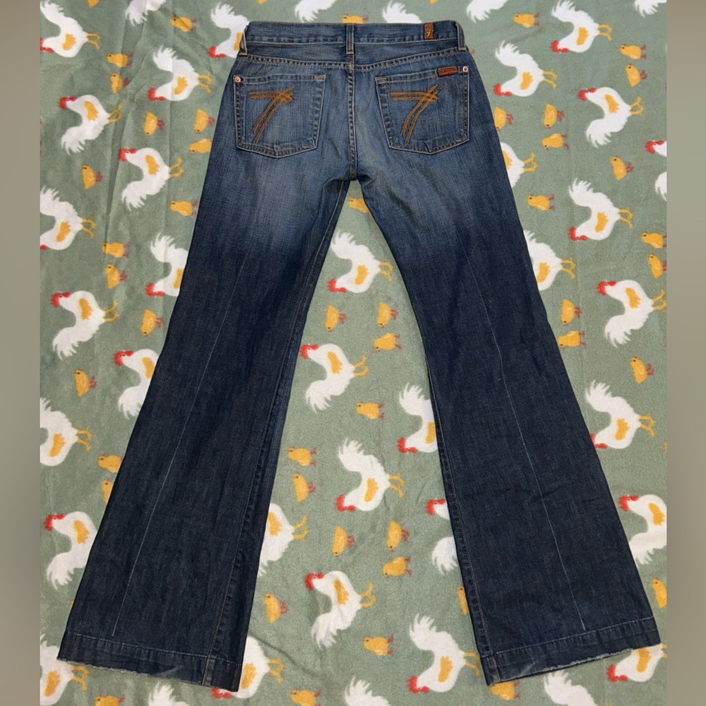 7 For All Mankind Low Rise Darkwash Dojo Bootcut Flare Size 28 runs small